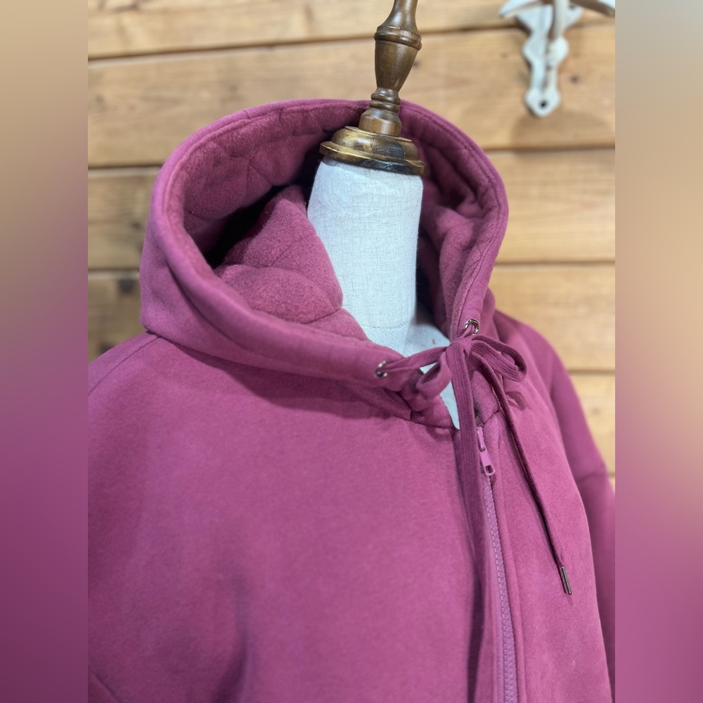 Comfrt Weighted Zip-Up Hoodie Berry Unisex Oversized Hooded Jacket WARM!!! XL - Picture 6 of 10